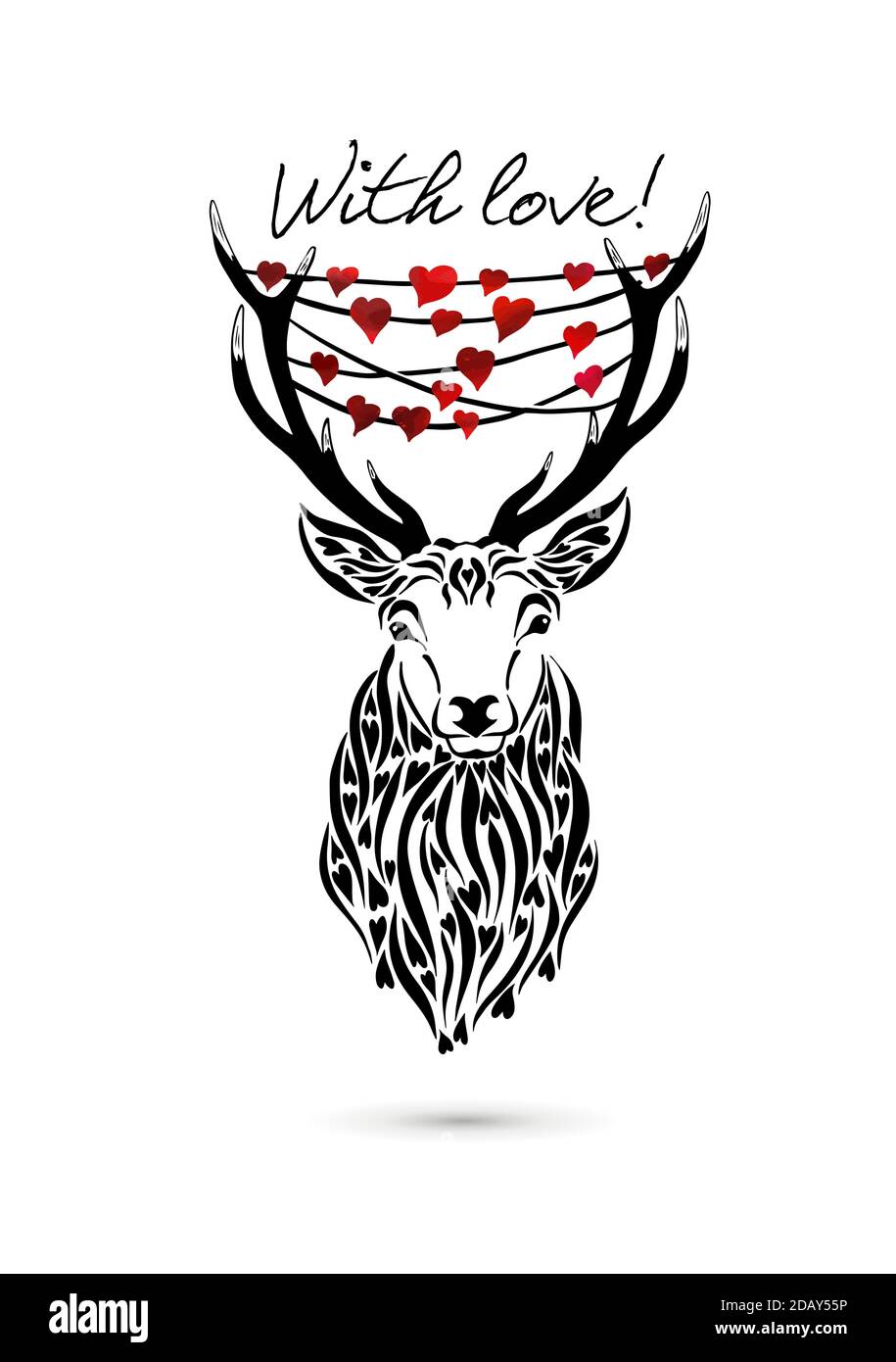 Deer with heart antlers Stock Vector Images - Alamy