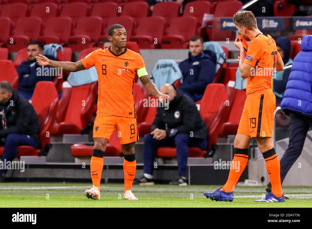 Amsterdam Netherlands November 15 Georginio Wijnaldum Of The Netherlands Luuk De Jong Of The Netherlands During
