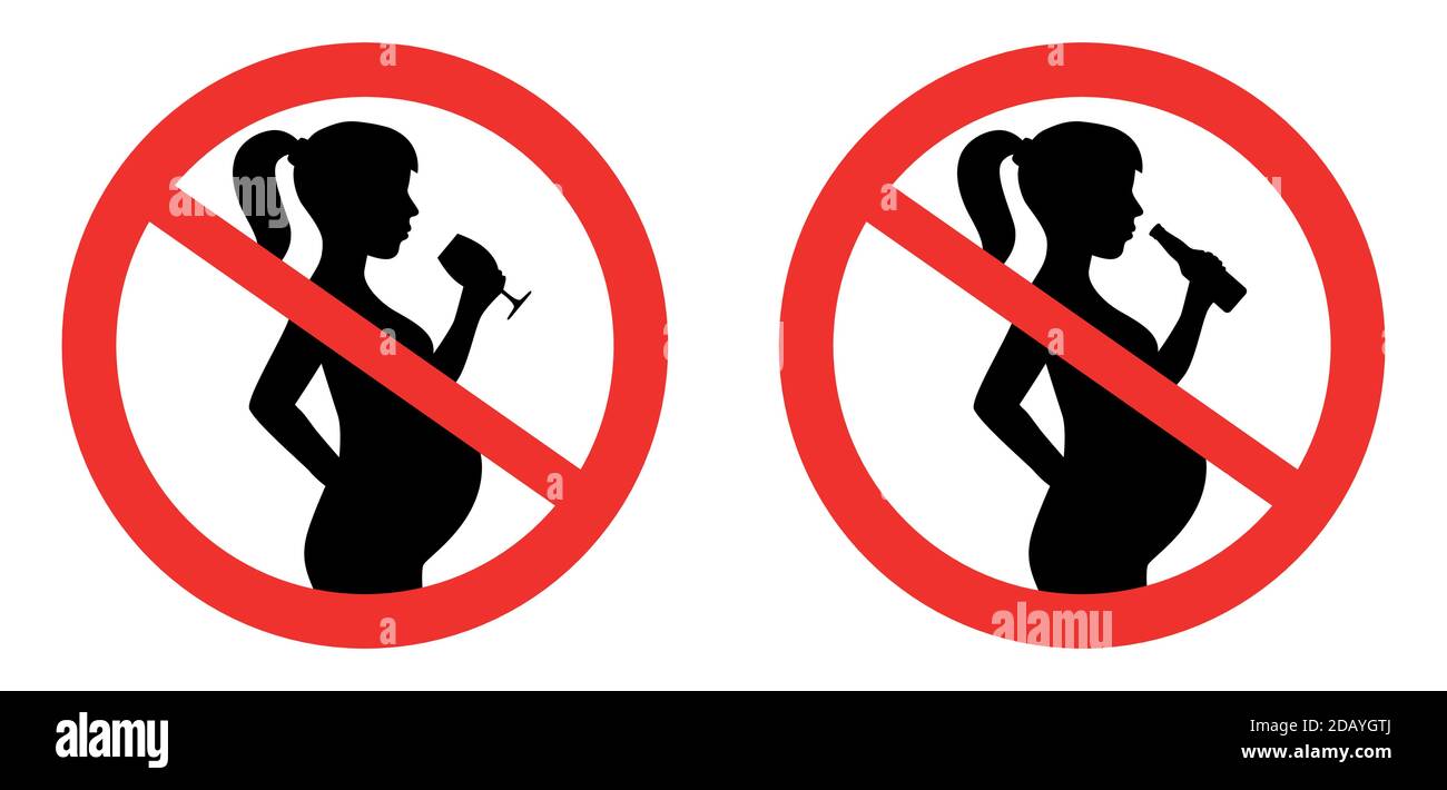 Do not drinking warning sign for pregnant women warning about unhealthy or dangerous beverages