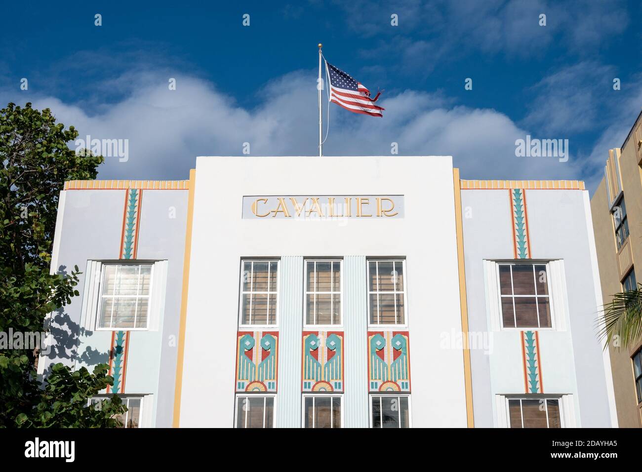 Art Deco Cavalier building on Ocean Drive, South Beach, Miami, Florida Stock Photo