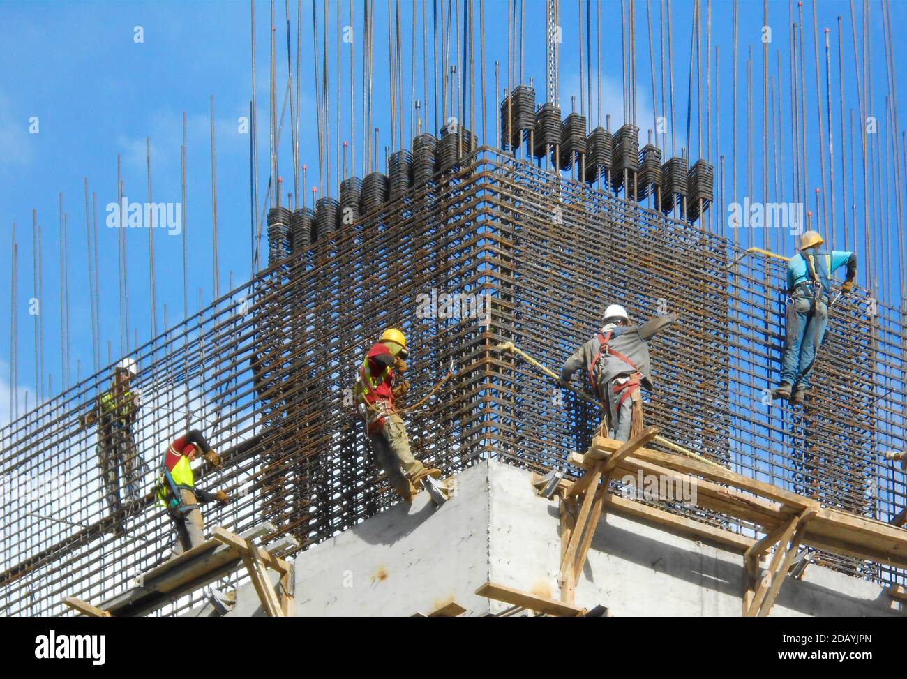 Construction workers  on building site Mexico City, Mexico Stock Photo