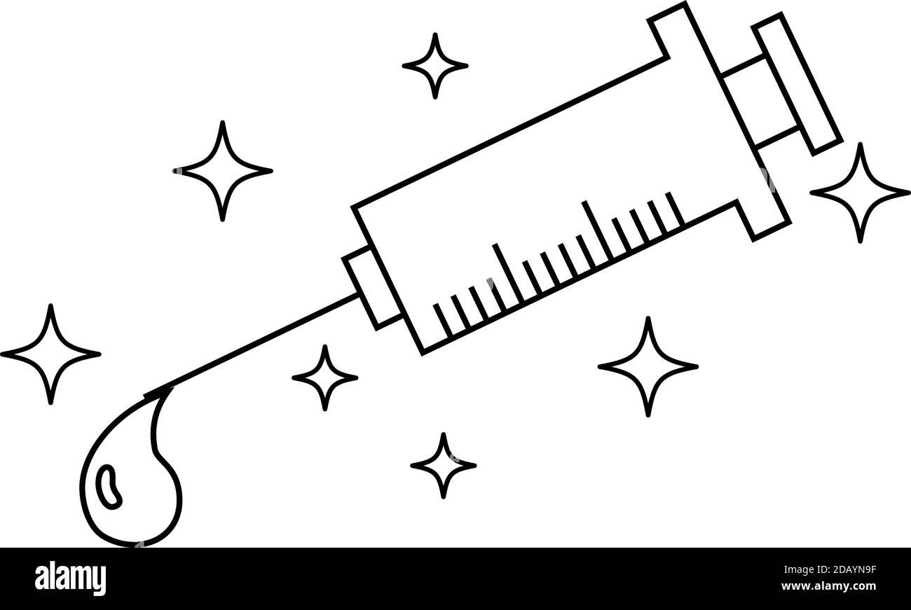 This is a illustration of Monochrome Cute medical syringe to infuse ...
