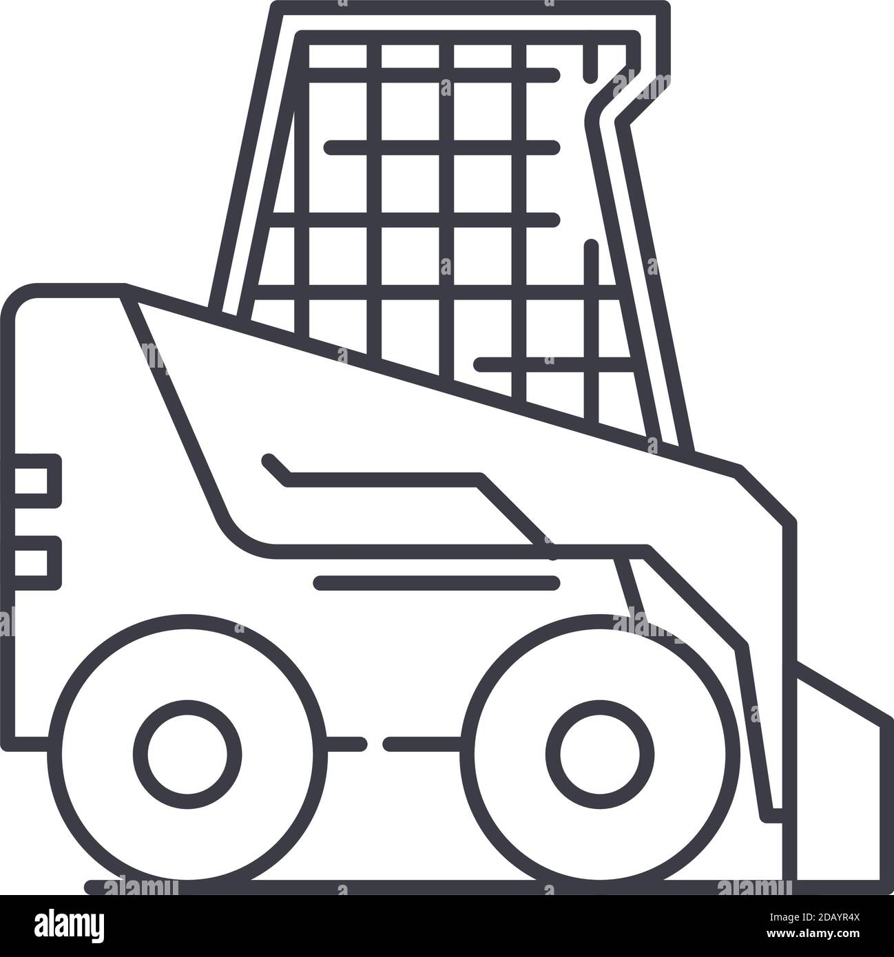 Skid steer loader icon, linear isolated illustration, thin line vector, web design sign, outline concept symbol with editable stroke on white Stock Vector