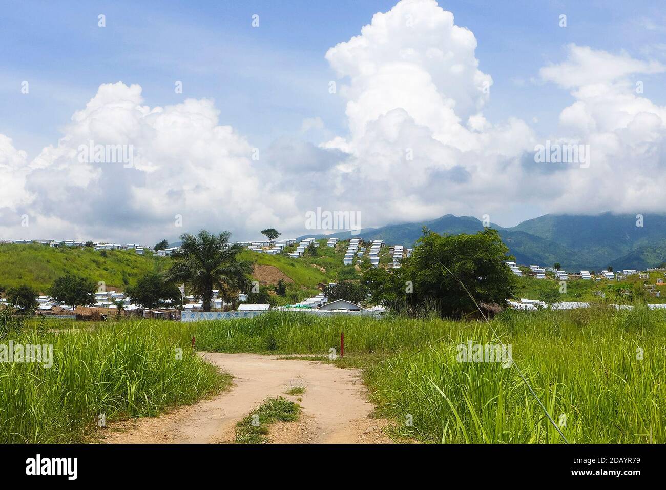 Kavinvira transit camp in DRC’s South Kivu province draws refugees from around the region. Stock Photo