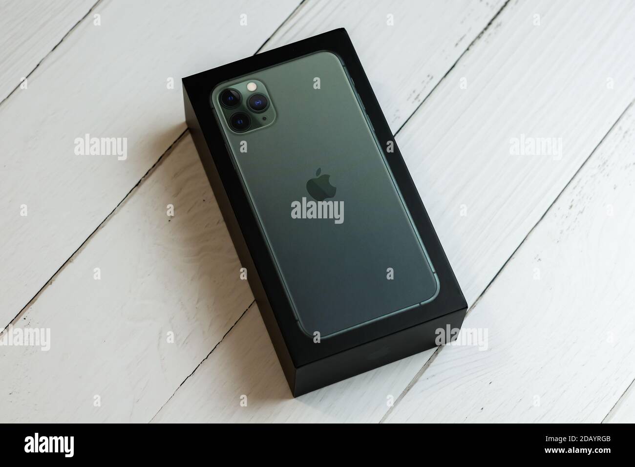 Iphone 11 Pro Max In Midnight Green Inside Its Box Stock Photo Alamy
