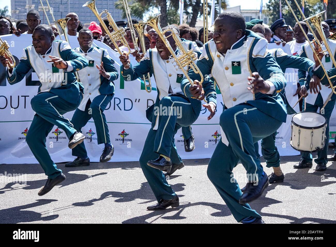 The ZCC Police Band kicked off the first Zimbabwe Peace Festival, in Harare on July 27. Stock Photo