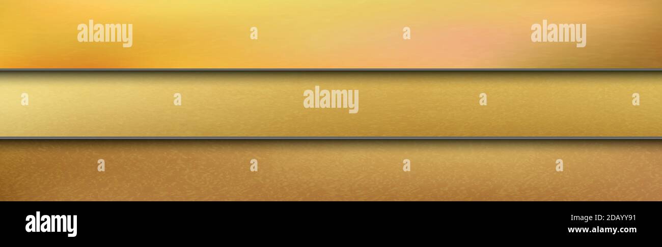 Golden metal panorama texture with reflection Stock Vector