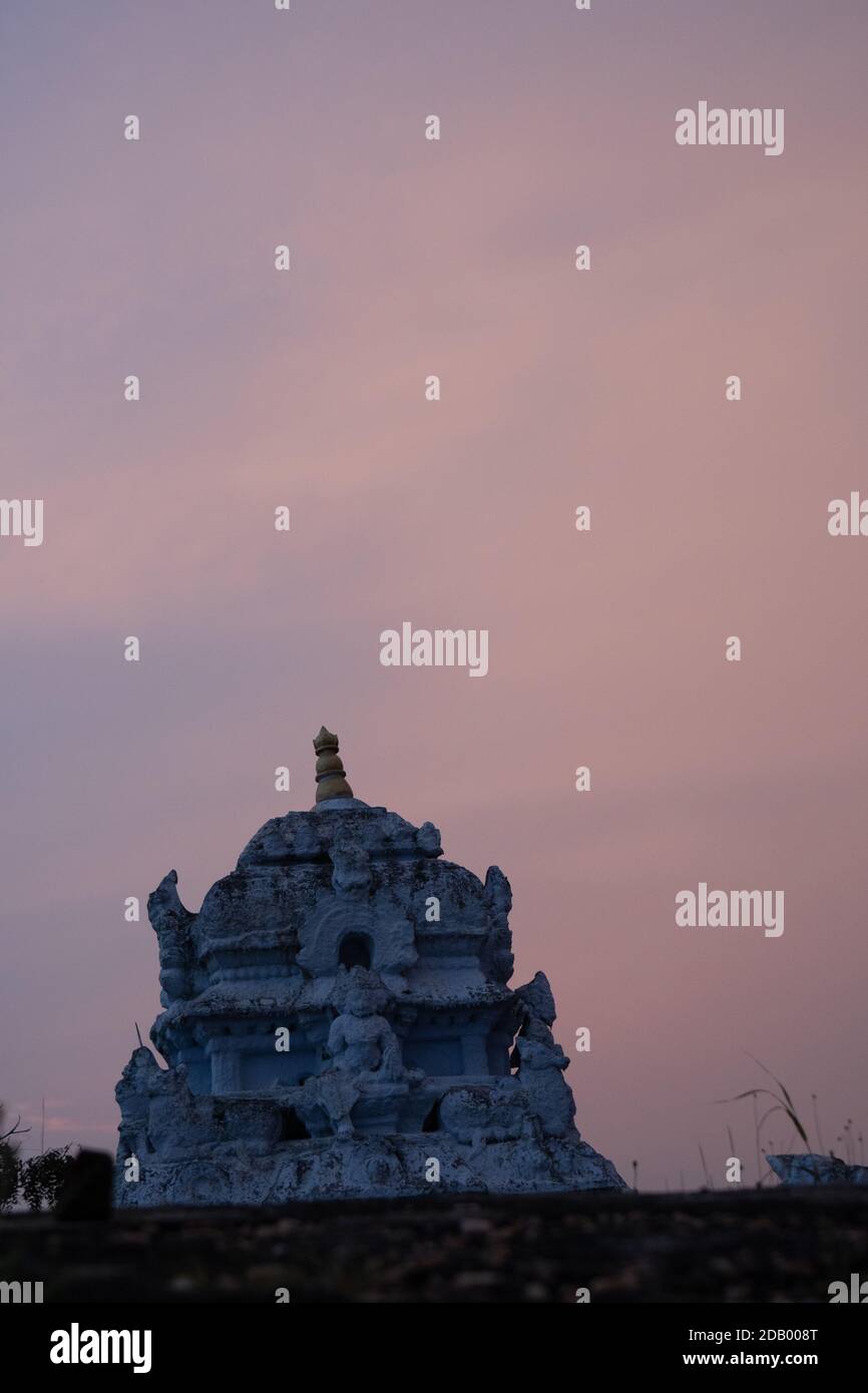 Close up of indian temple during after sunset Stock Photo
