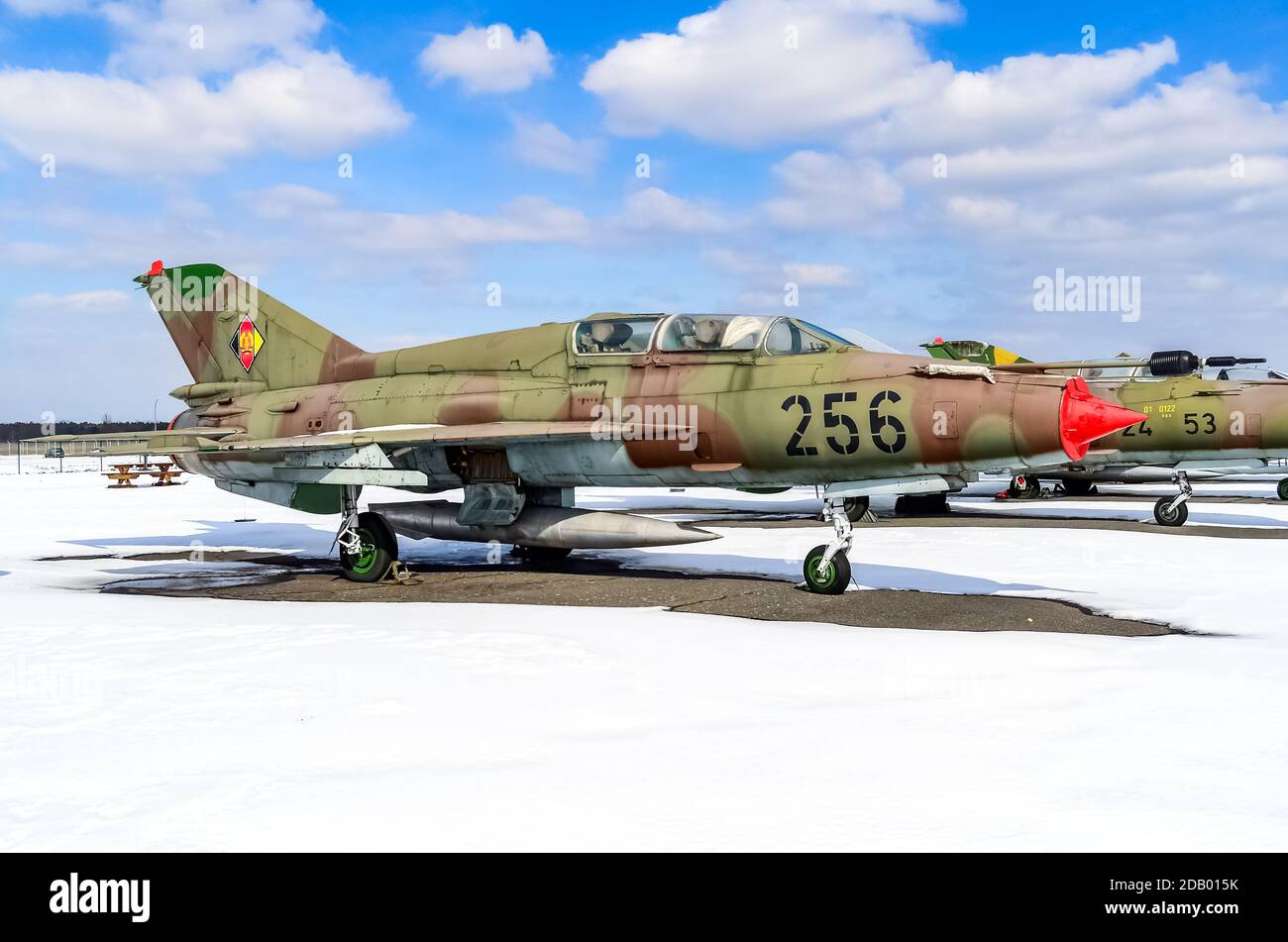 East German Air Force Mikoyan-Gurevich MiG-21UM on display in the Military History Museum in Berlin, Gatow. Stock Photo