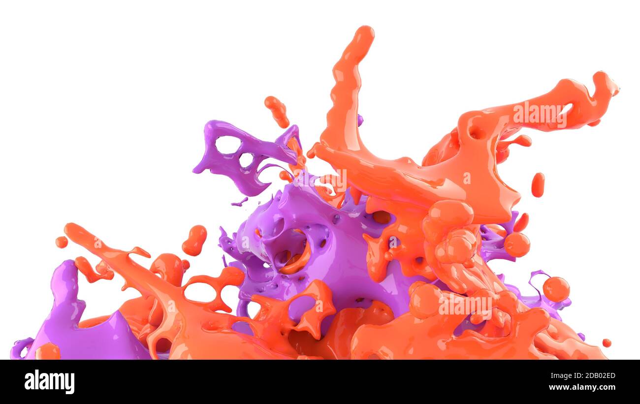3D render, Colour liquids Splash, Abstract fluid background Stock Photo ...