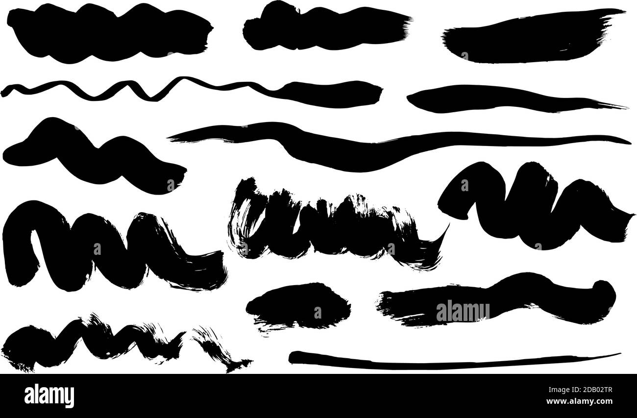 Black paint wavy brush strokes vector collection Stock Vector Image ...