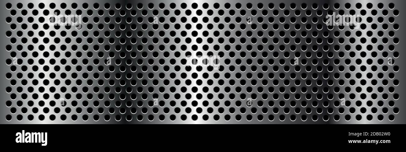 Silver perforated iron with white reflections - Vector illustration Stock Vector