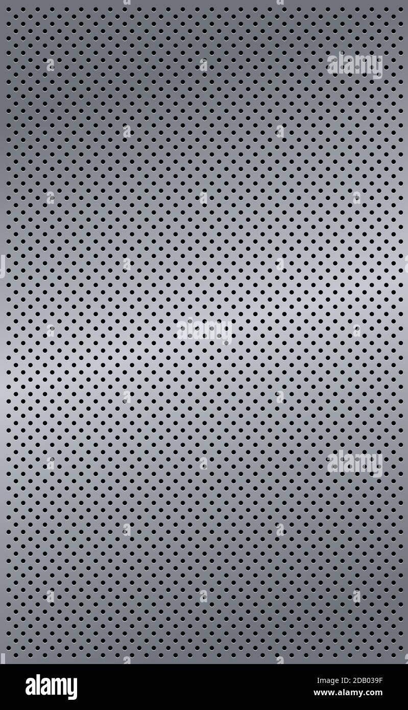 Silver perforated iron with white reflections - Vector illustration Stock Vector