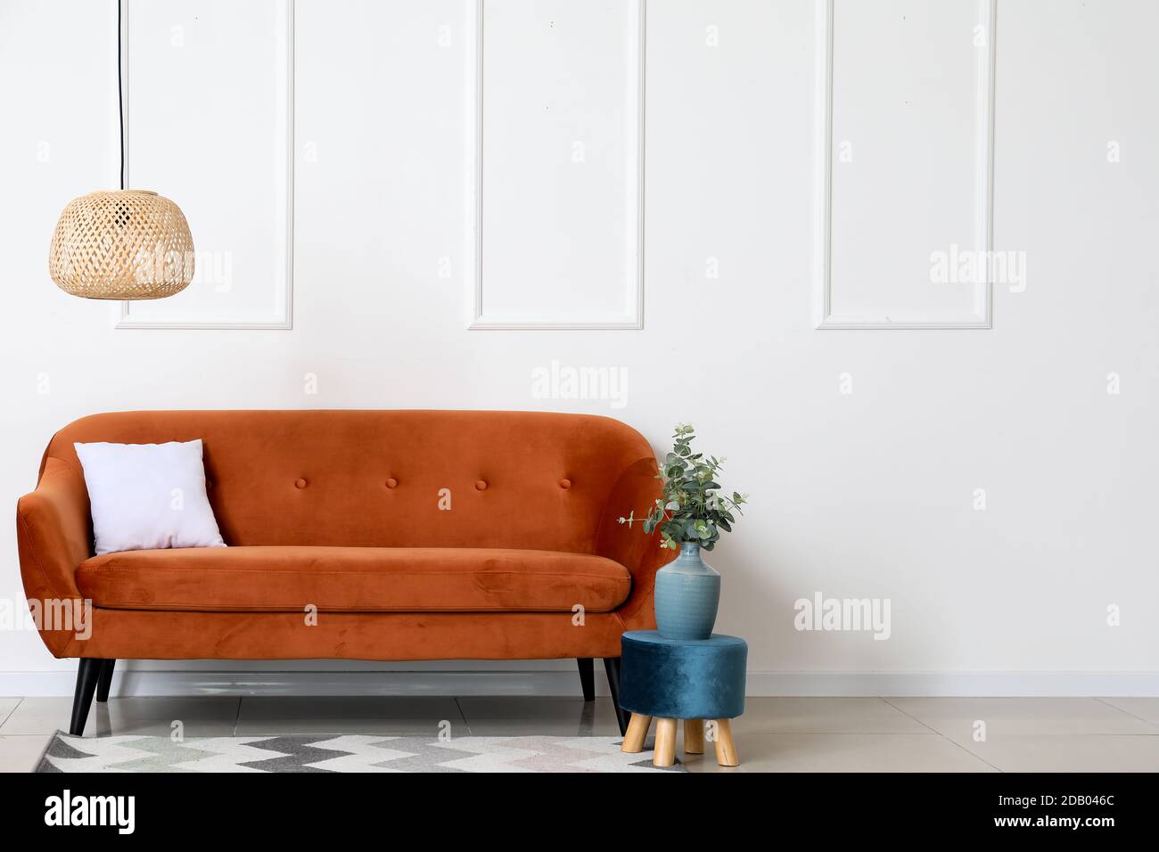 Interior of living room with cozy sofa Stock Photo - Alamy