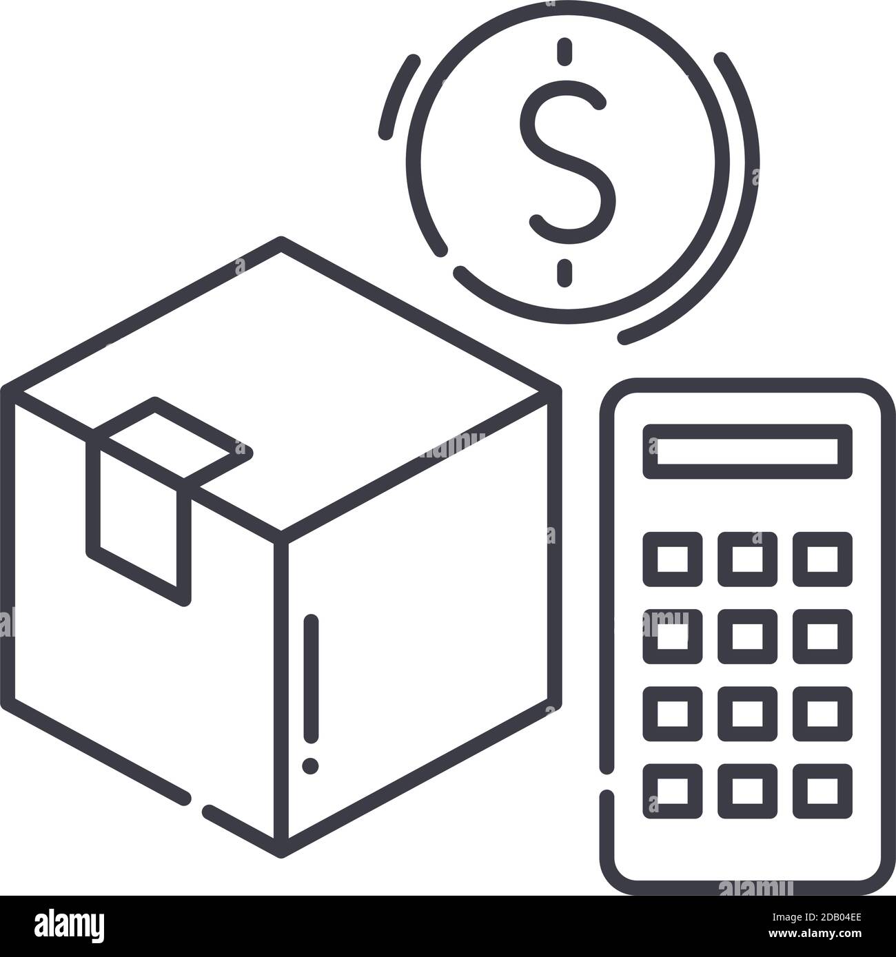 Shiping cost icon, linear isolated illustration, thin line vector, web design sign, outline concept symbol with editable stroke on white background. Stock Vector