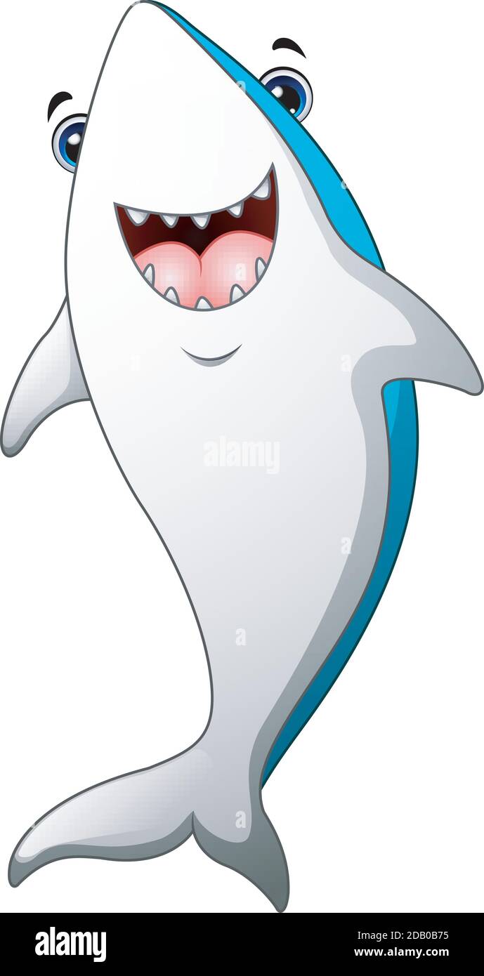 Vector illustration of Happy shark cartoon Stock Vector Image & Art - Alamy