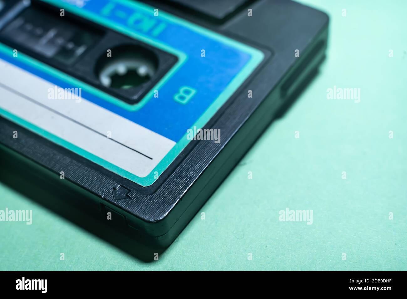 old vintage tape audio cassette with stickers . retro vintage 80's 90's music concept Stock Photo