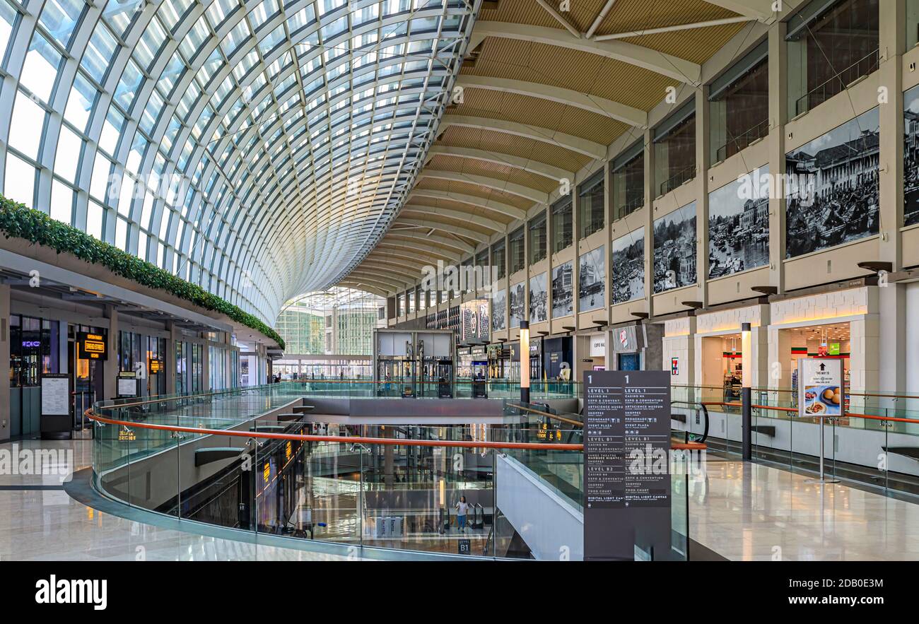 Singapore September 7, 2019 Interior of the luxury Shoppes at Marina