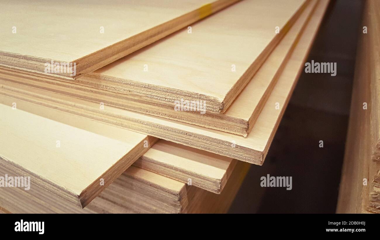 Closeup stack of plywood edges in the store Stock Photo Alamy
