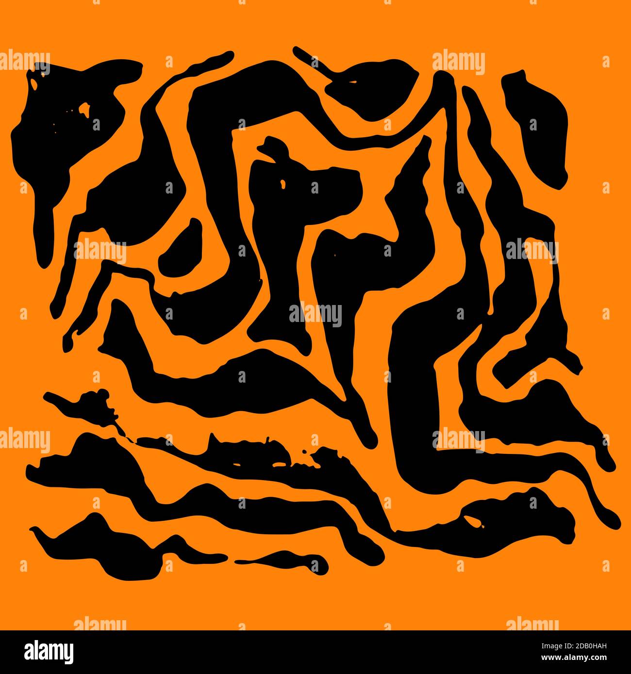 Vector illustration tiger print pattern. Orange and black hand drawn ...