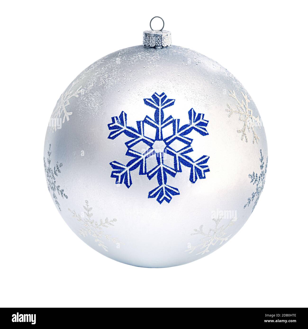 Blue and silver Christmas ball isolated on white background Stock Photo ...