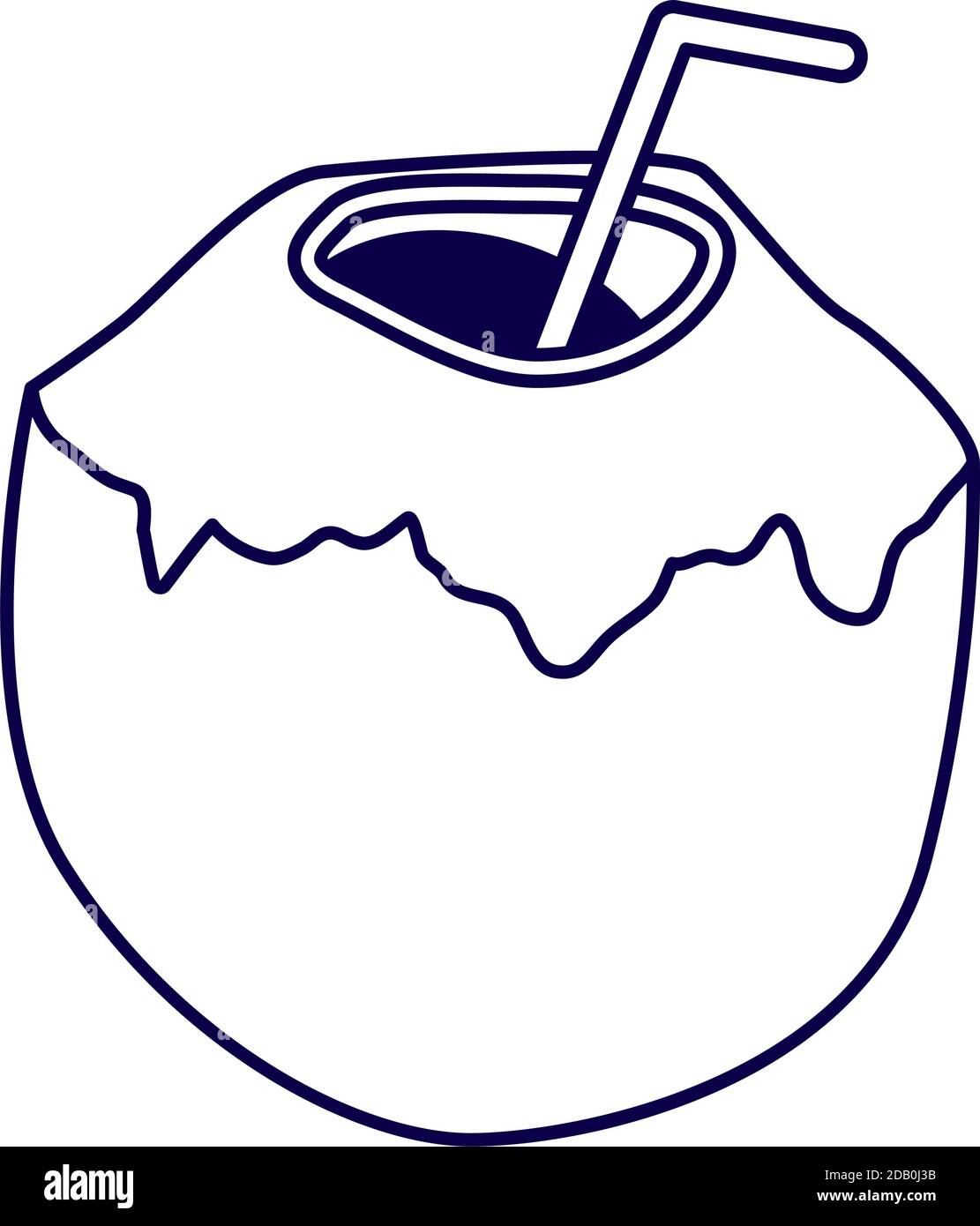tropical coconut cocktail line style icon vector illustration design Stock Vector