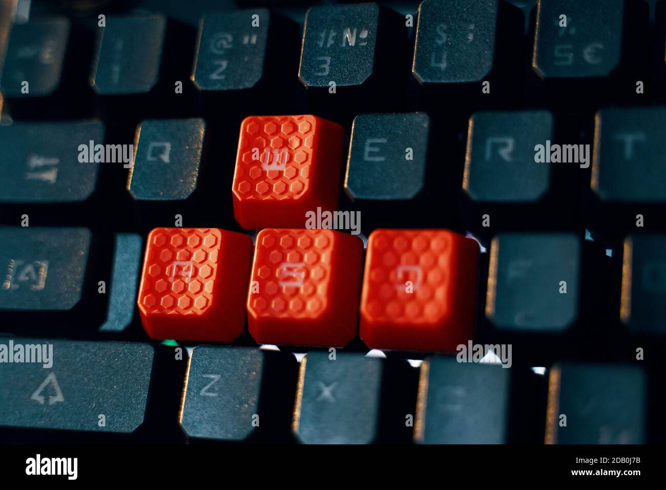 Onaangeroerd volgens Waardig Gaming Keyboard. WASD keys are used in many video games. Multifunction  Keyboard with Set of Red Keys Stock Photo - Alamy