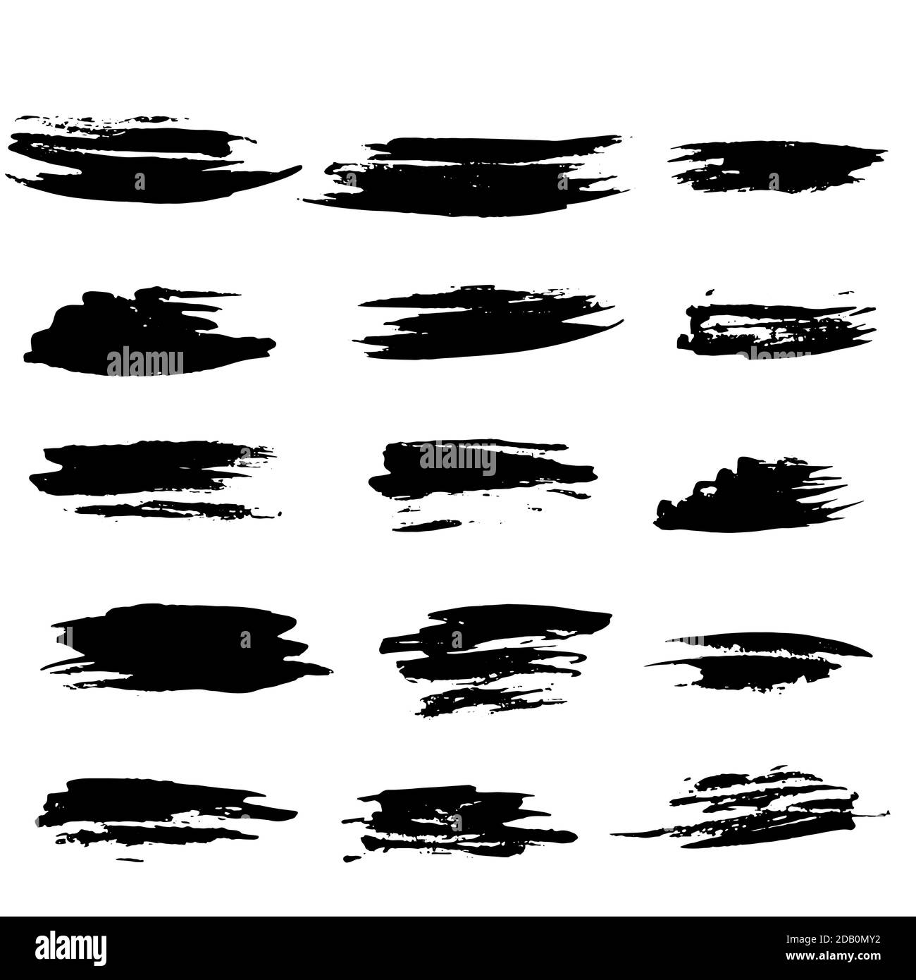 Set of hand drawn grunge brushes. Black and white watercolor vector ...