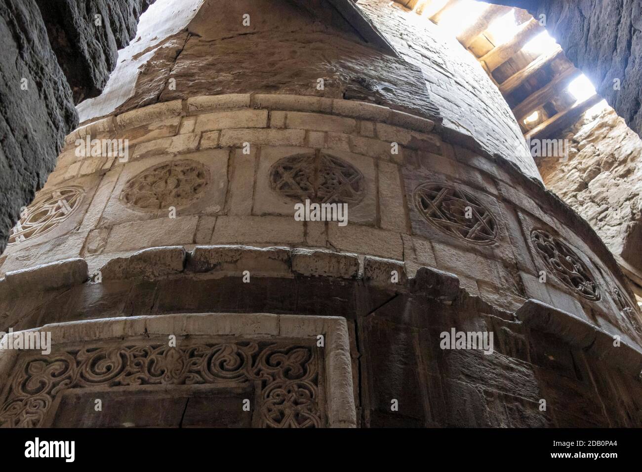 detail of decoration, north minaret of the Mosque of al-Hakim, Cairo, Egypt Stock Photo