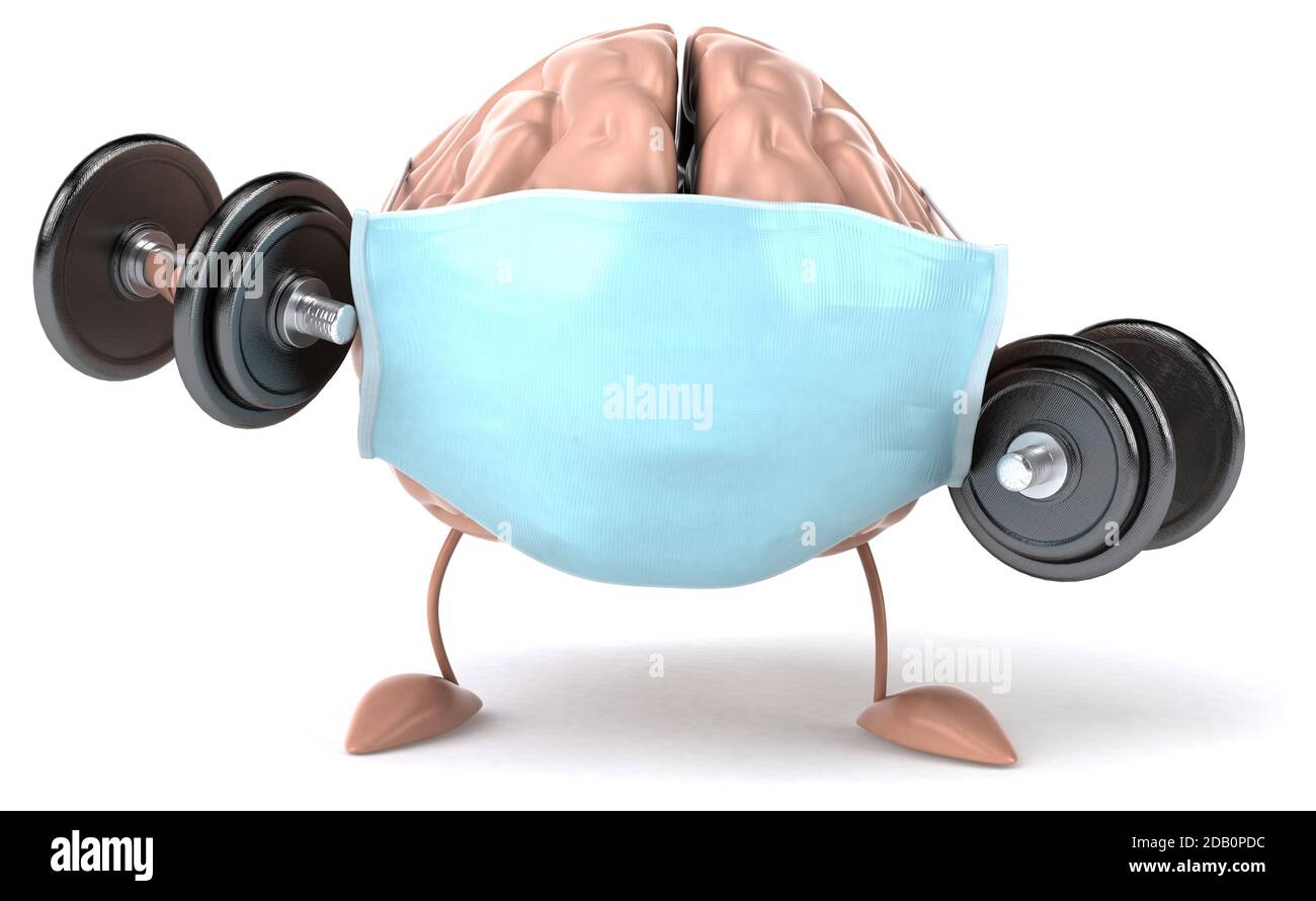 3D concept of a brain with a mask Stock Photo Alamy