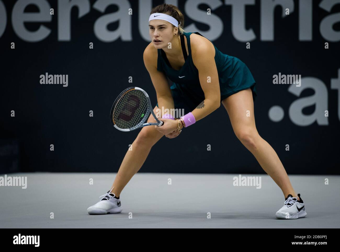 Aryna Sabalenka of Belarus in action against Elise Mertens of Belgium  during the final of the 2020 Upper Austria Ladies Linz WTA I / LM Stock  Photo - Alamy