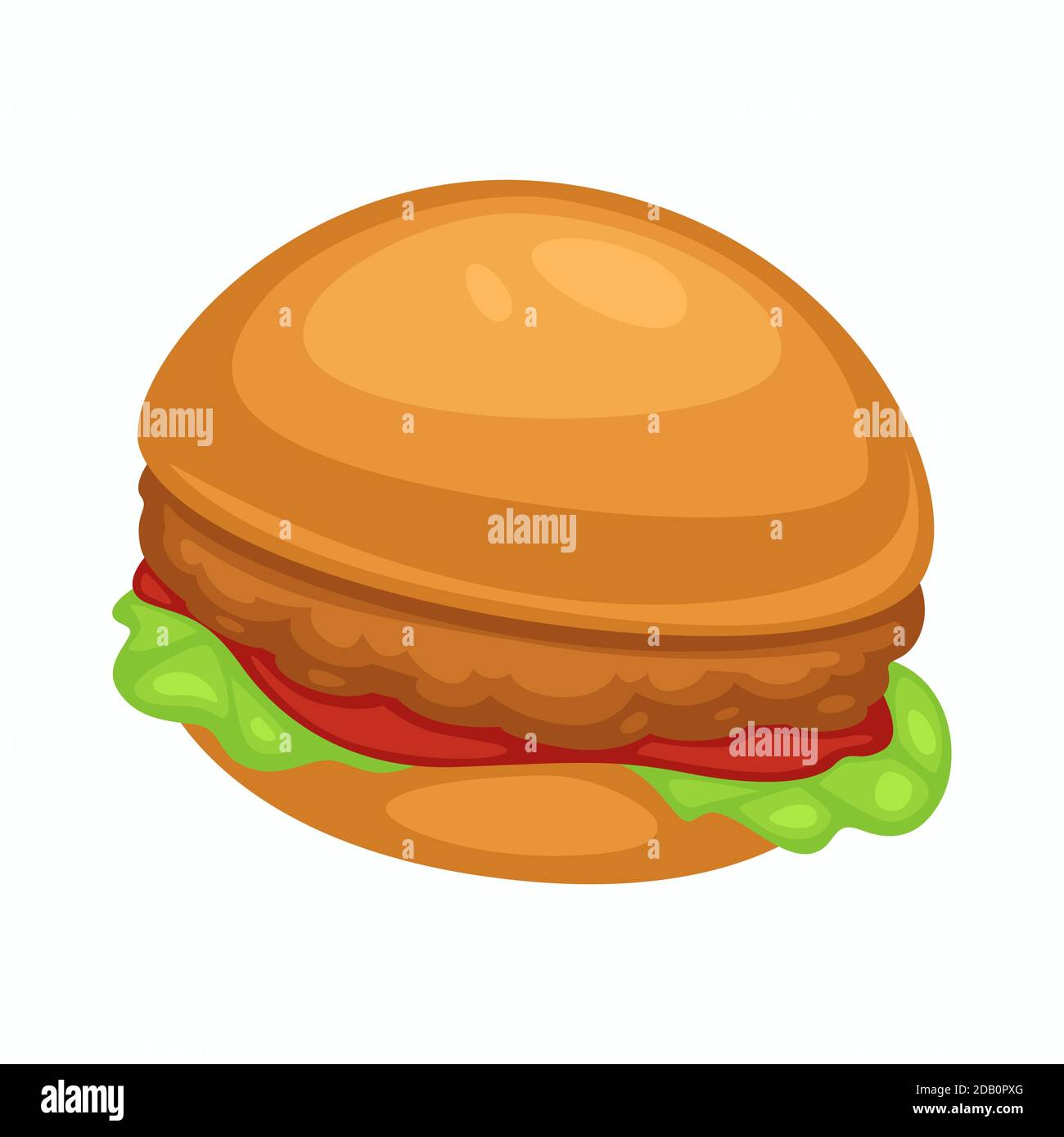 Chicken burger with ketchup sauce and lettuce or salad leaf Stock