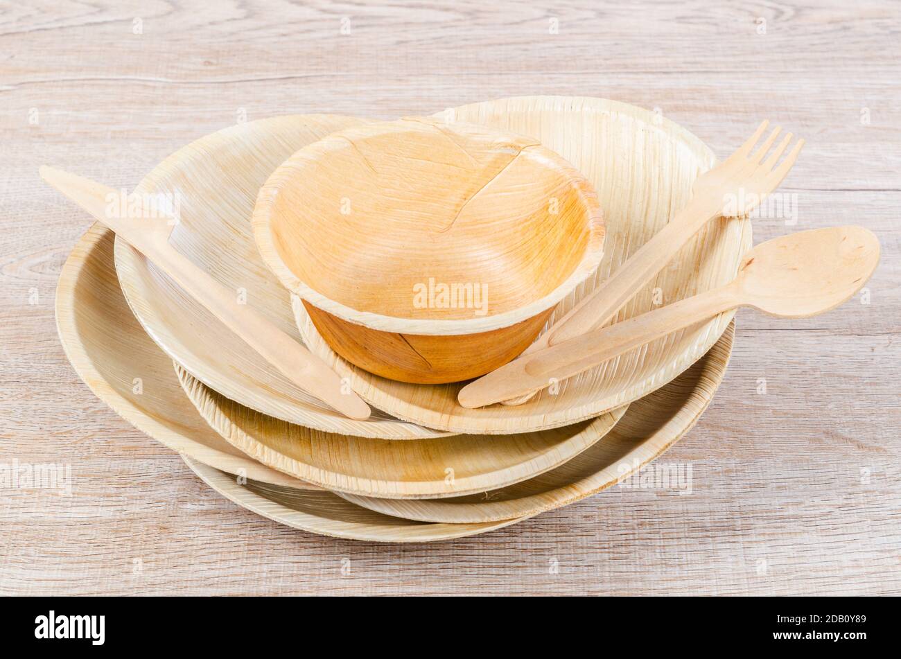 Kitchenware made from dried betel nut leaf palm, natural material. The Green product eco friendly concept. Stock Photo