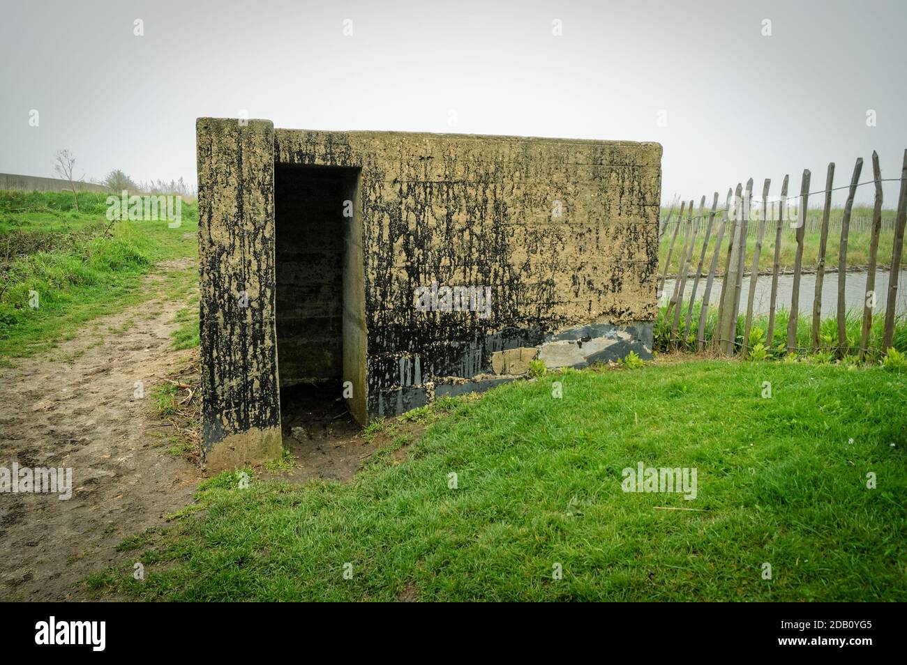 Pillbox or Bunker made around 1940 to defend the United Kingdom against possible enemy invasion, Coalhouse Fort, East Tilbury, Essex, England Stock Photo