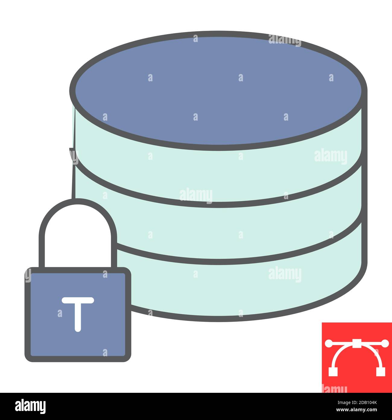Secure data color line icon, security and computing, database sign vector graphics, editable stroke filled outline icon, eps 10. Stock Vector