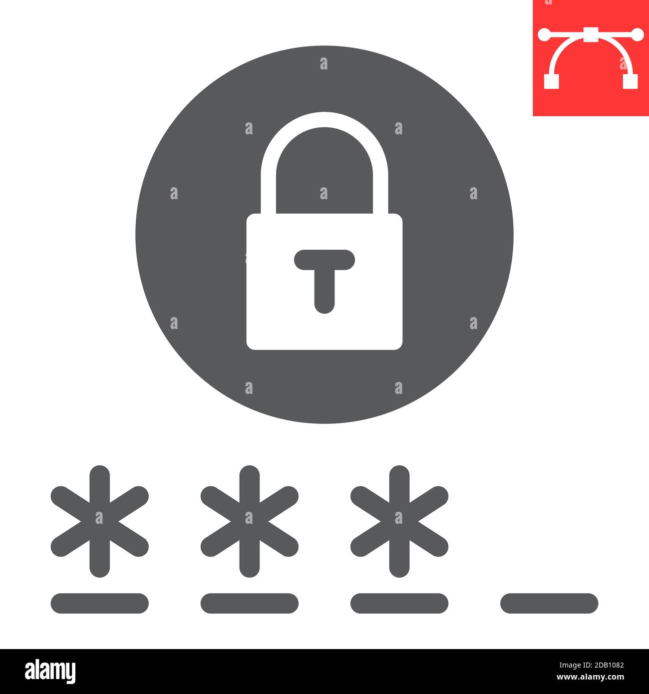 Password glyph icon, security and lock, padlock sign vector graphics, editable stroke solid icon, eps 10. Stock Vector