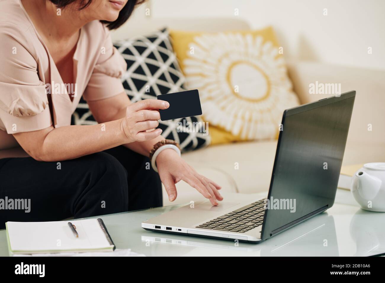 Woman shopping online Stock Photo