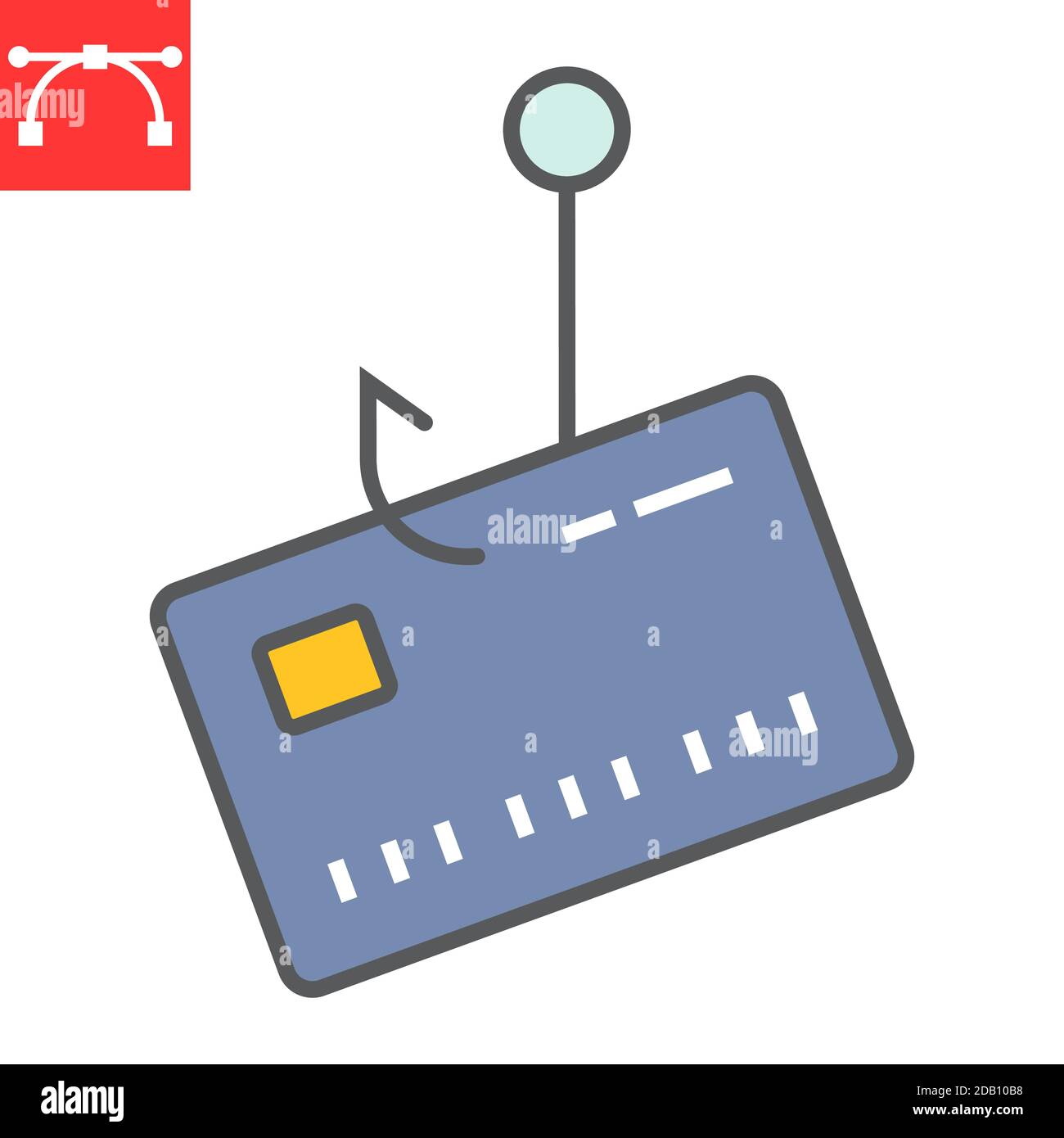 Banking scam color line icon, security and phishing password, data ...