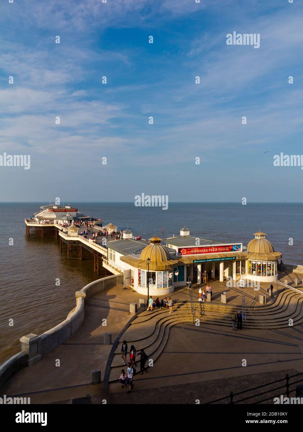 Cromer Pier in north Norfolk England UK  a grade 2 listed pier which houses the Pavilion Theatre and Cromer lifeboat station. Stock Photo