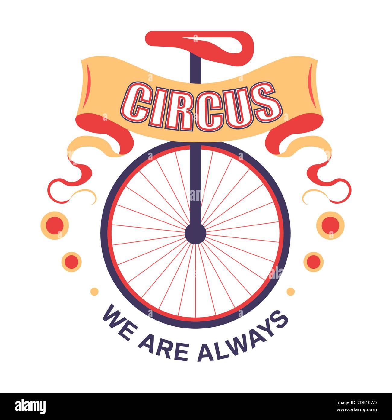Circus show isolated icon unicycle performance requisite Stock Vector