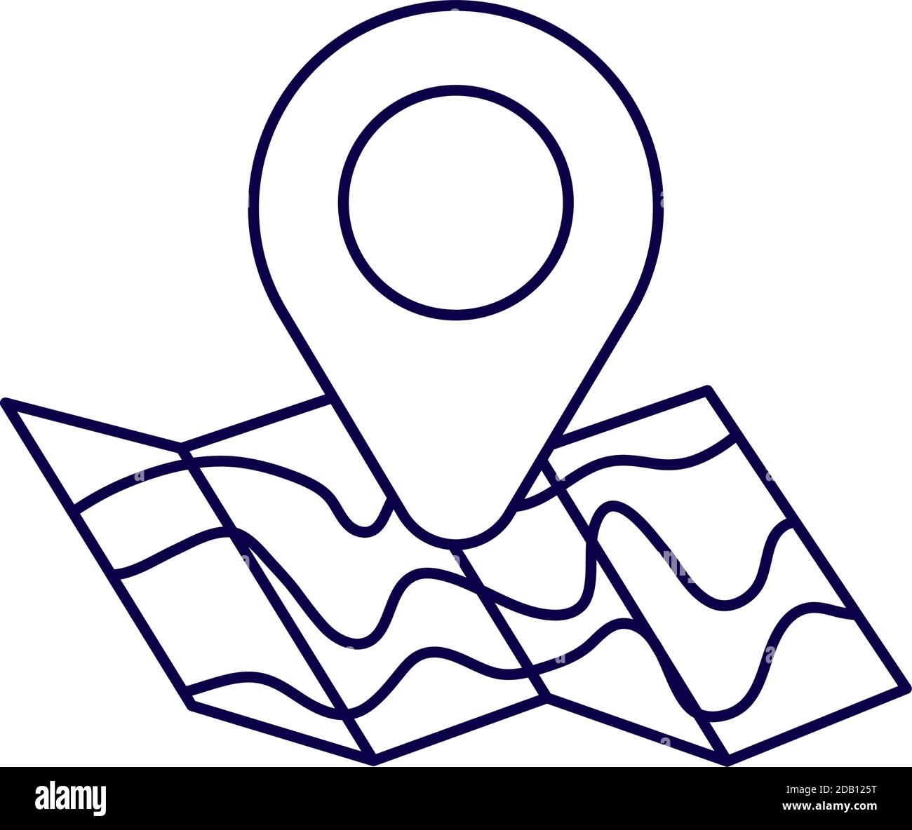 paper map with pin location line style icon vector illustration design ...