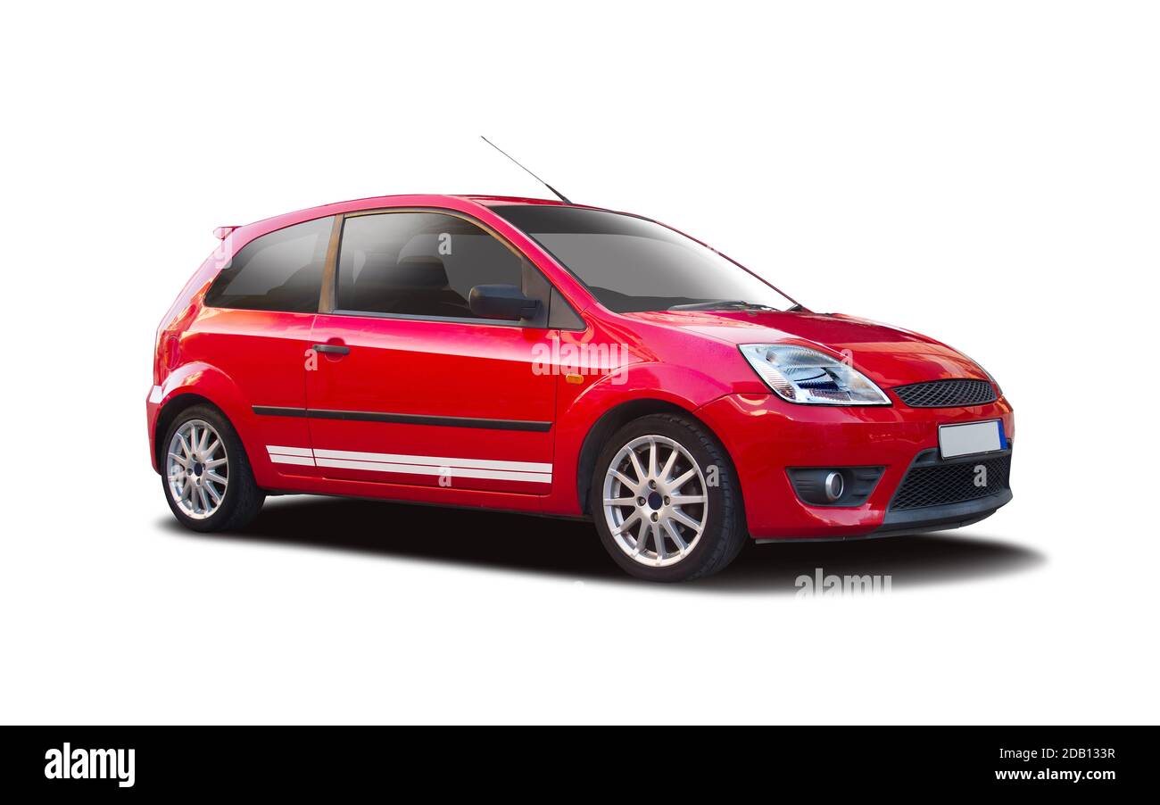 Red sport hatchback car isolated on white background Stock Photo