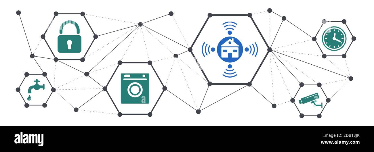 Concept of smart home with connected icons Stock Photo - Alamy