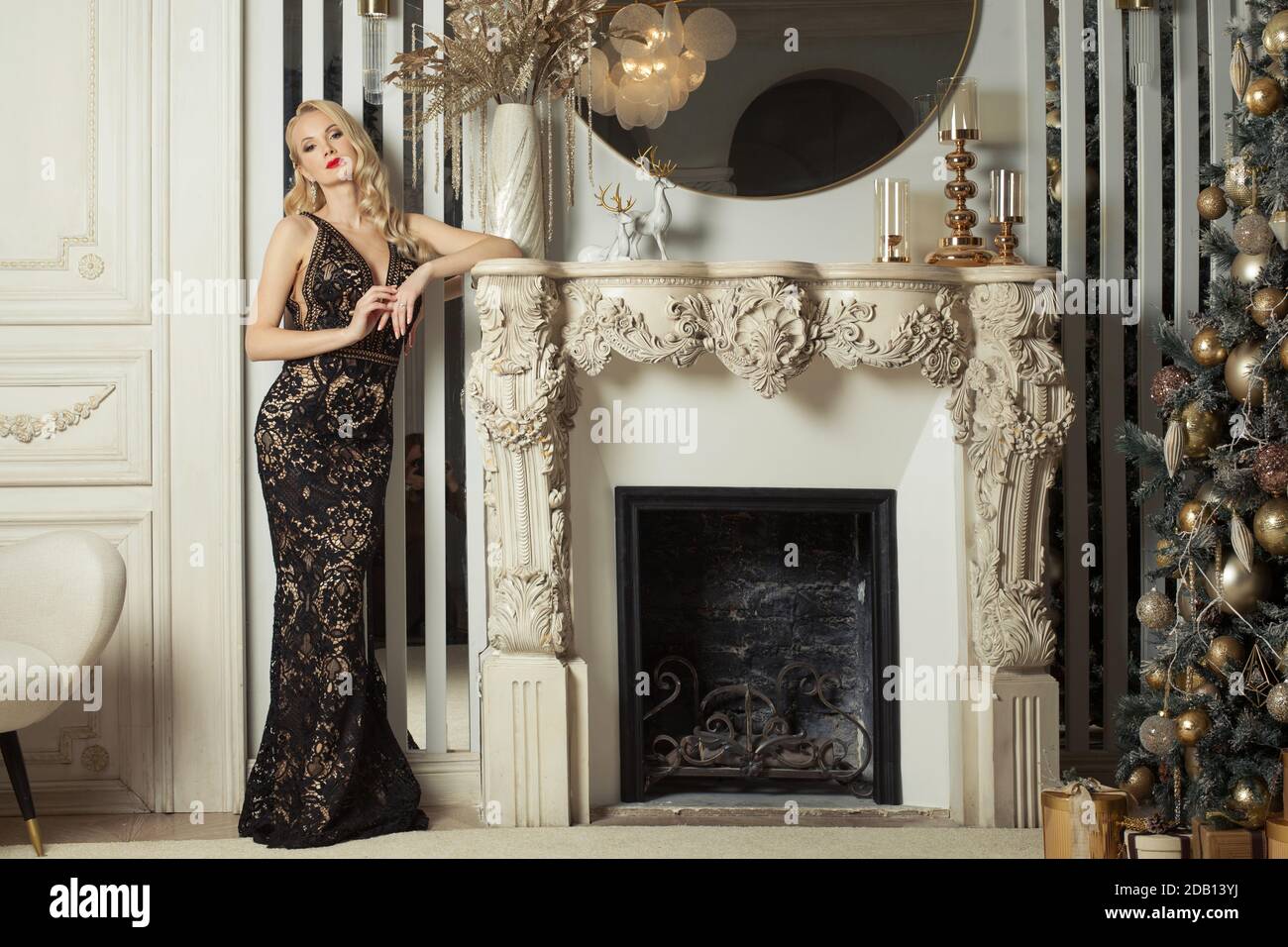 Christmas woman in glamorous evening 