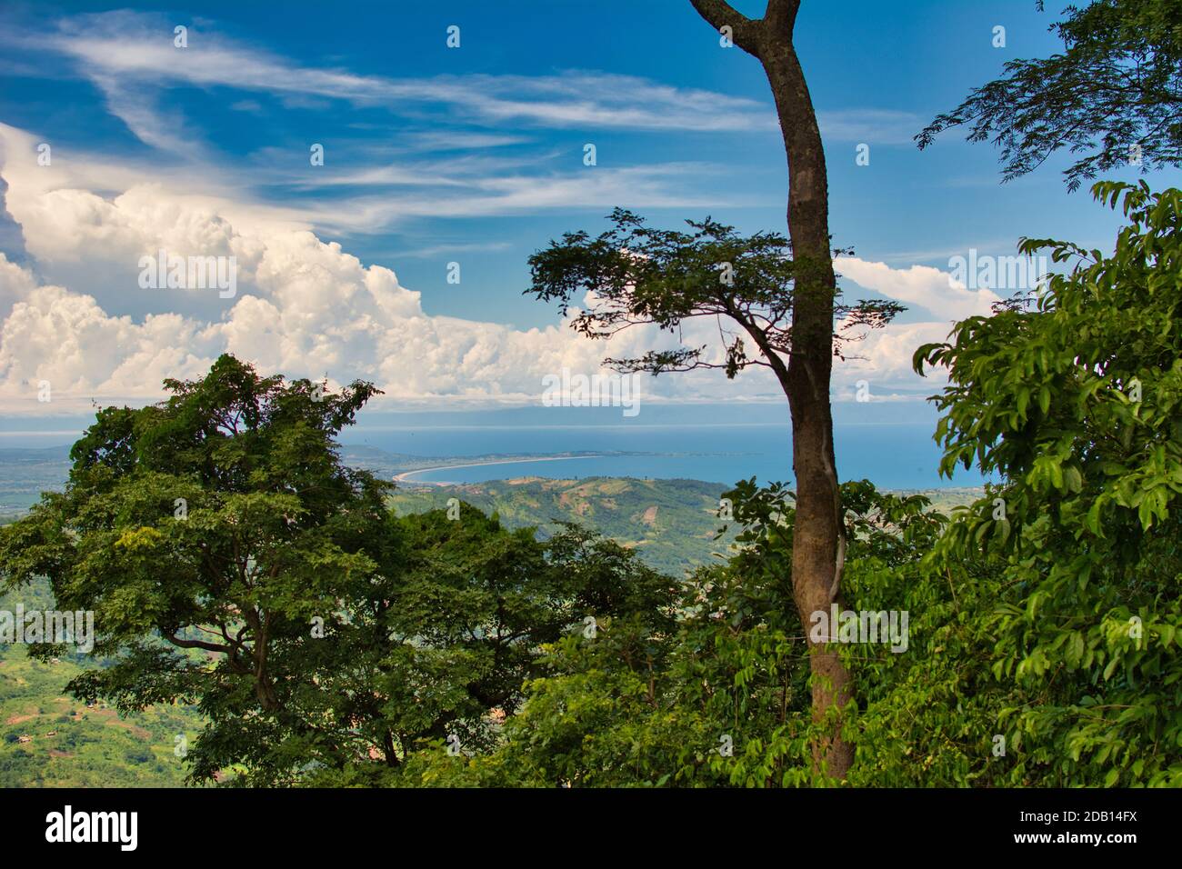 Landscape view on Lake Malawi, as seen on the road S103 to Livingstonia, Malawi, Africa. in nature. Travel and tourism Stock - Alamy