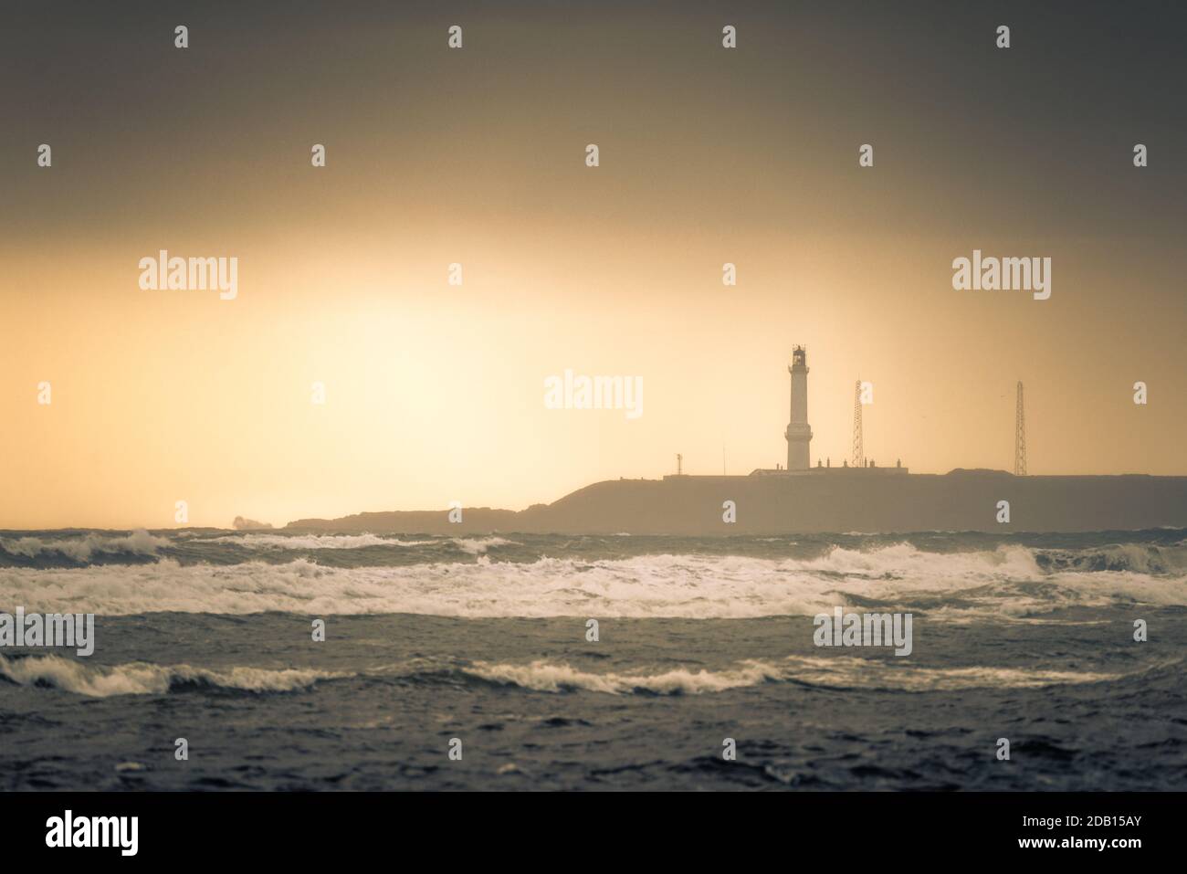 Girdle Ness Lighthouse in Aberdeen captured in the morning light Stock Photo