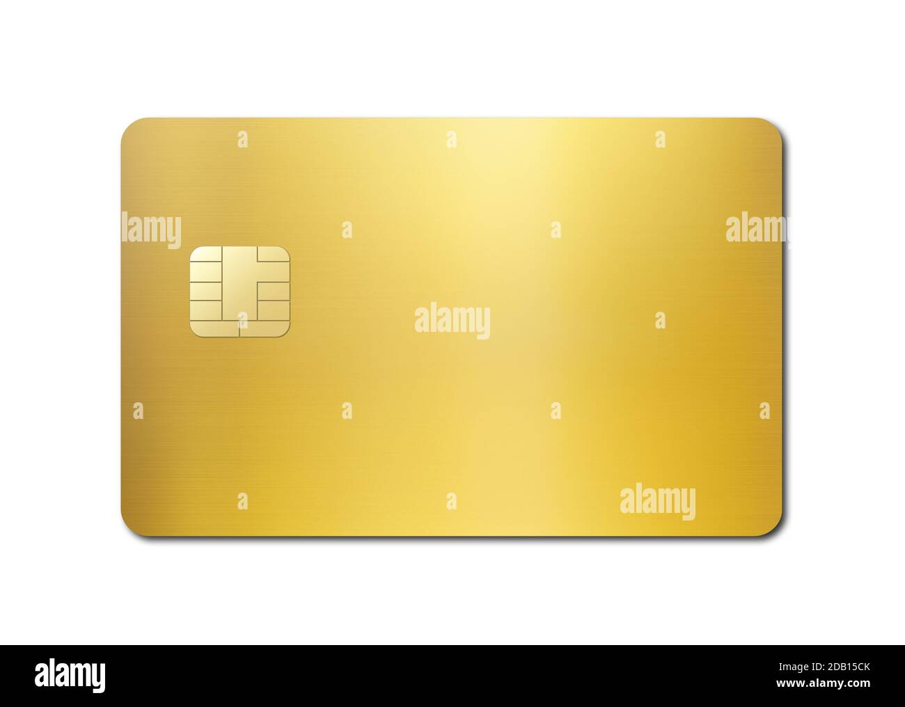 Gold credit card template isolated on a white background. 3D