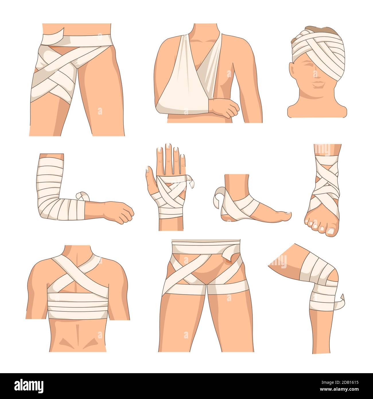 Bandage human body injury bandaging body parts Stock Vector