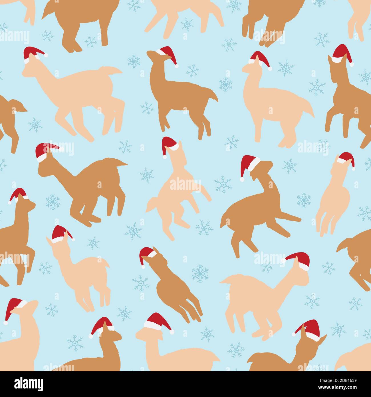 Christmas Llamas seamless pattern. Vector illustration background for ...