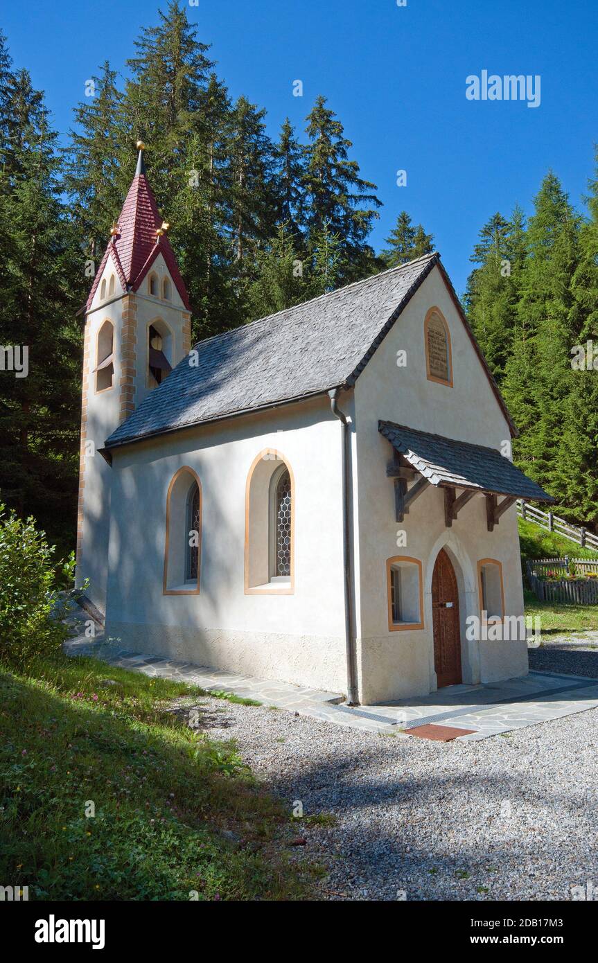 Santa Maria alla Fonderia chapel (Kapelle St. Maria in der Schmelz), Martell Valley (Martelltal), Bolzano, Trentino-Alto Adige, Italy Stock Photo
